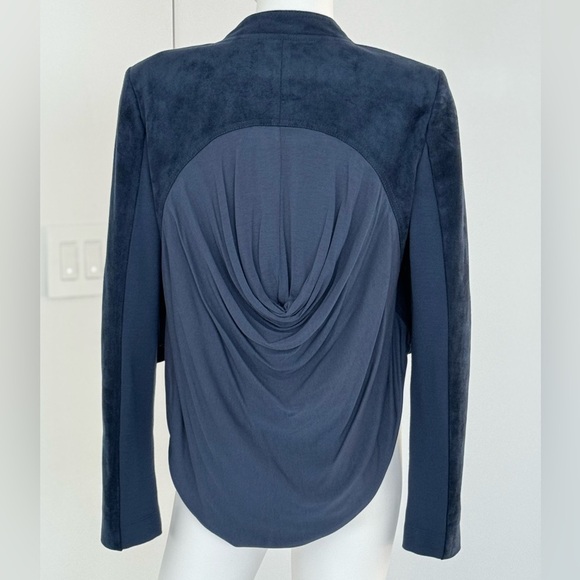 BCBG MaxAzria NORTON high low Drafted Blazer Size  S Carbon Blue long sleeve - Picture 5 of 6